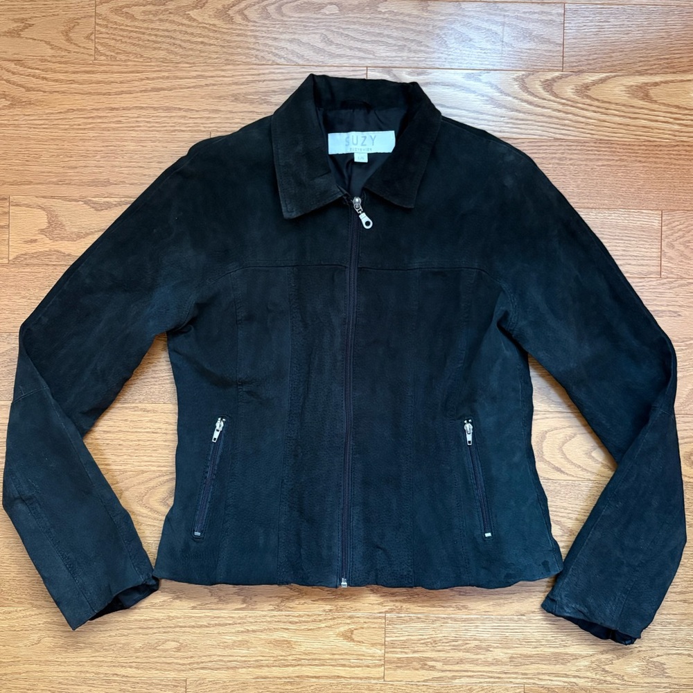 Black Suede Leather Jacket, large